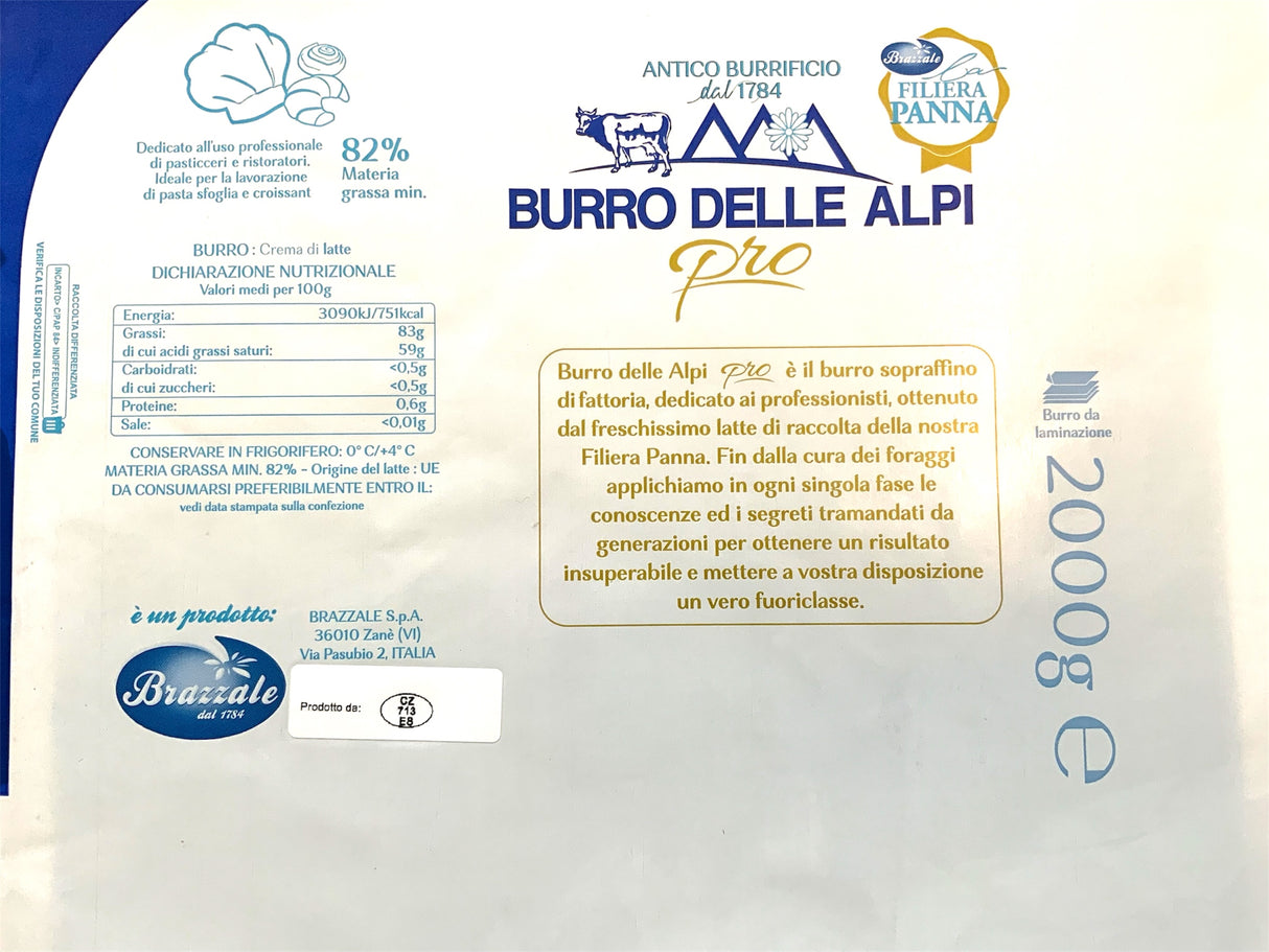 Brazzale Burro delle Alpi Pro in lamina 2 kg x 5 pz
