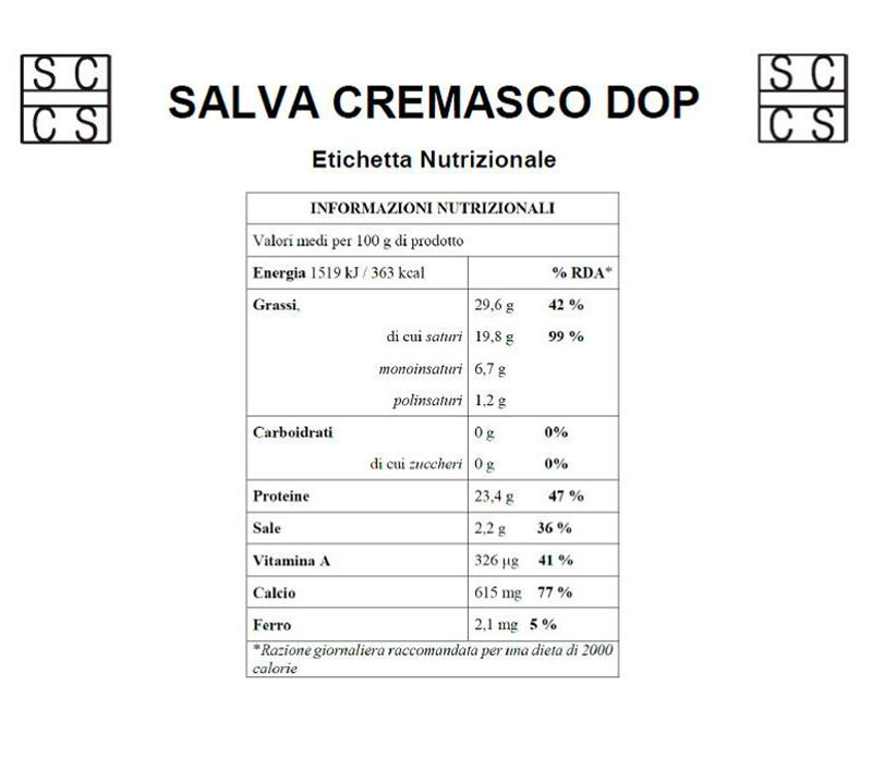 Tazzi Salva Cremasco DOP stagionatura 75 gg+ 3/4kg