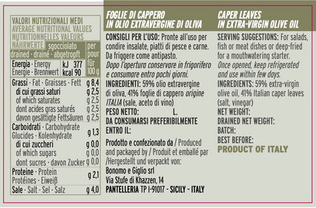 La Nicchia foglie di cappero in olio extra vergine d'oliva 900 g